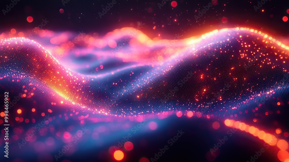 Fototapeta premium The abstract glowing organic plexus style background combines vibrant colors and futuristic technology elements.
