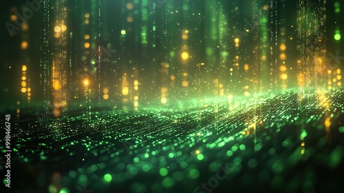 The abstract green technology background highlights a vibrant, futuristic green hue for tech and digital themes.