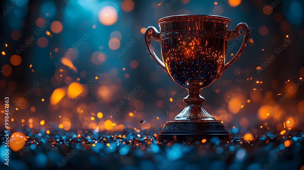 A Shiny Trophy on an Abstract Background with Falling Leaves
A Shiny Trophy on an Abstract Background with Falling Leaves