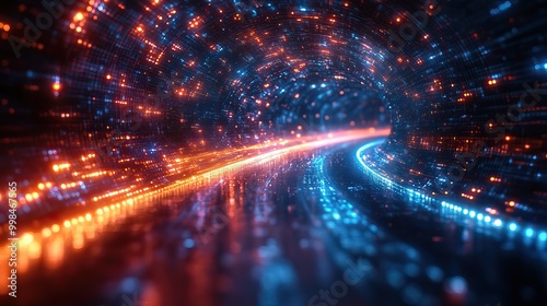 The abstract high-speed internet technology background showcases rapid data transfer and modern connectivity themes.