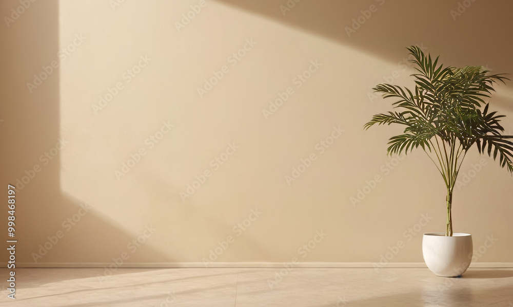Minimalistic Abstract Light Beige Background with Intricate Shadows and Vegetation for Product Presentation Minimalistic Abstract Light Beige Background with Intricate Shadows and Vegetation for Product Presentation