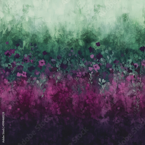 A floralinspired gradient transitioning from rich purple to deep green evoking the abstract beauty of blooming flowers perfect for natural or artistic projects photo