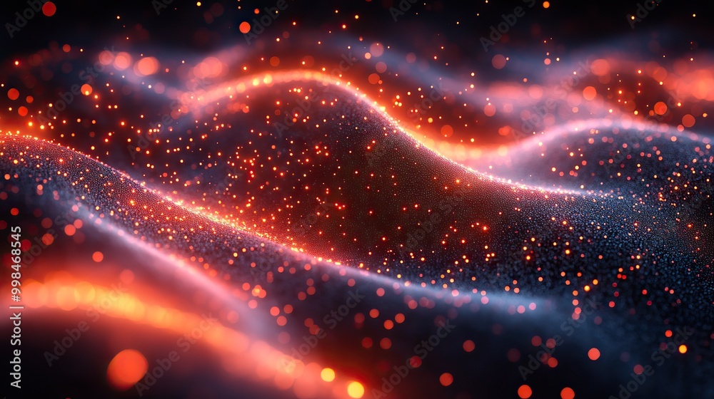 Obraz premium The abstract motion transformation background with flickering lights and a plexus pattern highlights future innovation and digital communication.