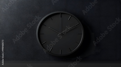 Wallpaper Mural Black minimalist wall clock with no numbers and sleek design, set against a textured background, emphasizing simplicity and modern interior aesthetics. Torontodigital.ca