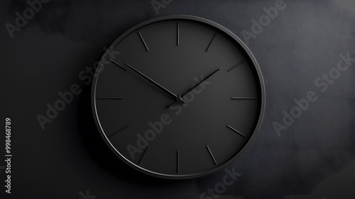 Wallpaper Mural Black minimalist wall clock with no numbers and sleek design, set against a textured background, emphasizing simplicity and modern interior aesthetics. Torontodigital.ca