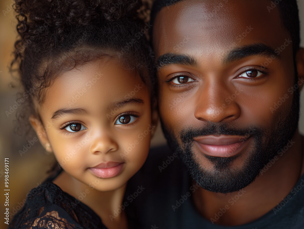 Close up portrait of afroamerican father and his small daughter. Close up portrait of afroamerican father and his small daughter.