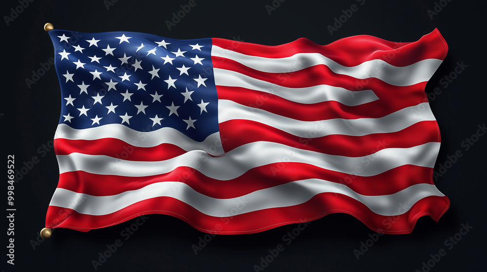 Fototapeta premium A waving American flag showcasing its red, white, and blue colors, symbolizing patriotism and national pride.
