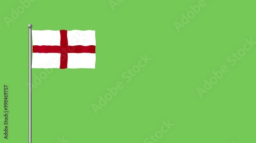 England flag animation on green screen. 4K footage