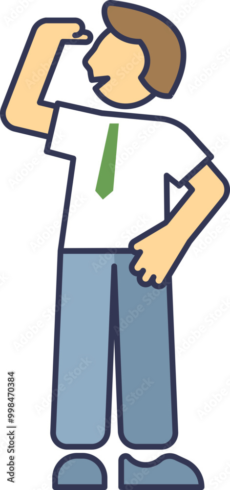 Illustration of a businessman looking forward with confidence, symbolizing vision and future planning. Illustration of a businessman looking forward with confidence, symbolizing vision and future planning.