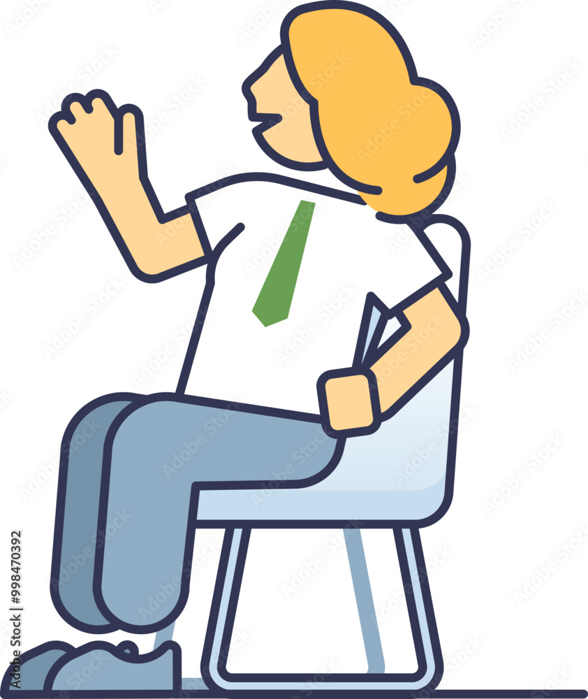 Illustration of a businesswoman sitting on a chair, symbolizing professional communication and engagement. Illustration of a businesswoman sitting on a chair, symbolizing professional communication and engagement.