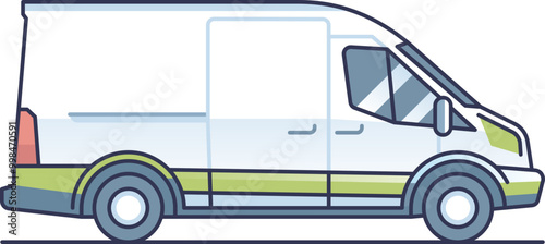 Illustration of a delivery van, highlighting transportation and logistics.