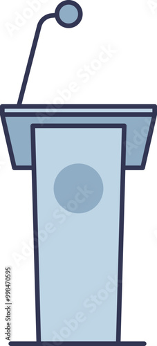 Illustration of a debate podium with a microphone, symbolizing public speaking, debates, and presentations.