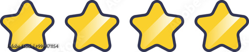 Four gold stars representing a rating or review system.