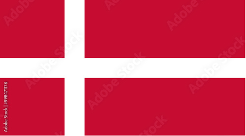 Danish red cross flag waving in the wind, symbol of European nation, denmark