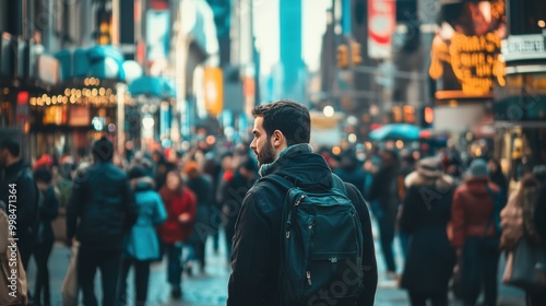 Street photographer capturing candid moments in a busy city