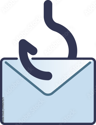 An envelope with a hook symbolizing phishing attacks through deceptive emails.