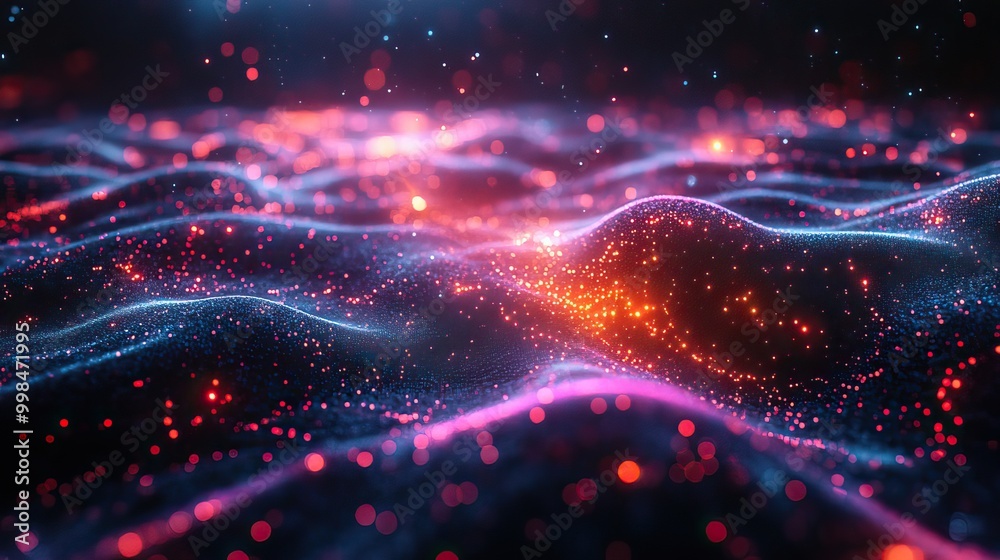 Obraz premium The abstract technology background with artificial intelligence highlights futuristic perspectives and big data visualization in 3D rendering.