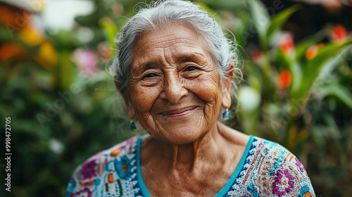 Happy Mayan senior proud of rural Latino roots.