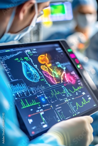 Surgeon Monitoring Patient's Vital Signs During Surgery.