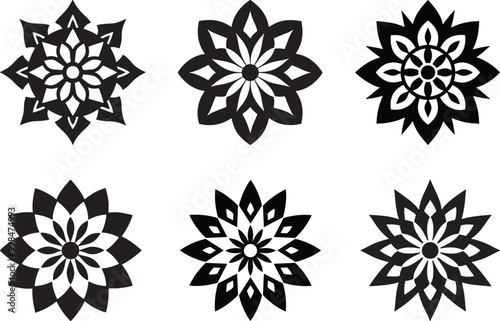 Vector Mandala Set Design For Coloring Page. photo