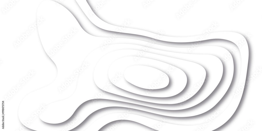  Abstract papercut stylized height of the topographic map contour in lines and contours isolated. Black and white topography contour lines map isolated on white background.