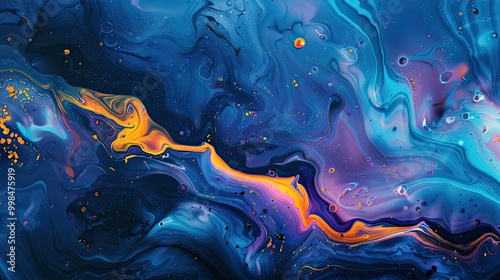 Abstract neon liquid wavy background. Liquid art, marbling texture