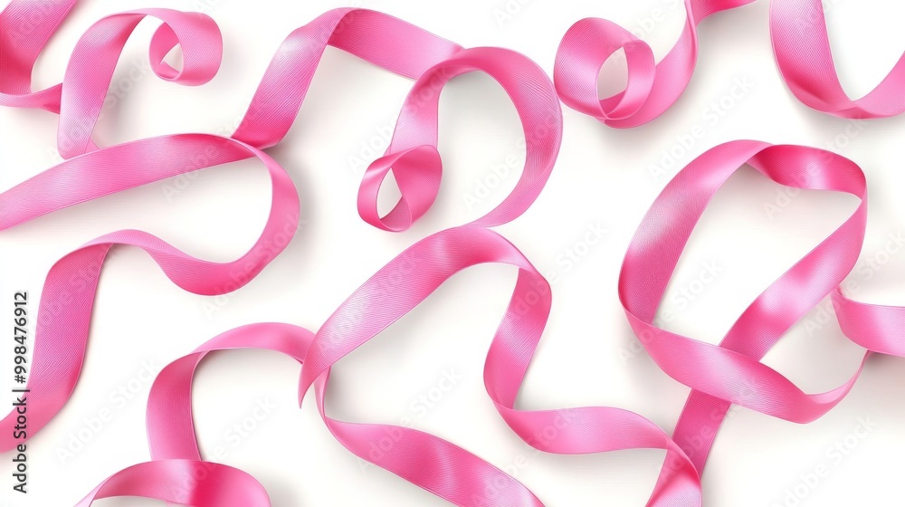 Bow tie and pink ribbon collection on plain background Bow tie and pink ribbon collection on plain background
