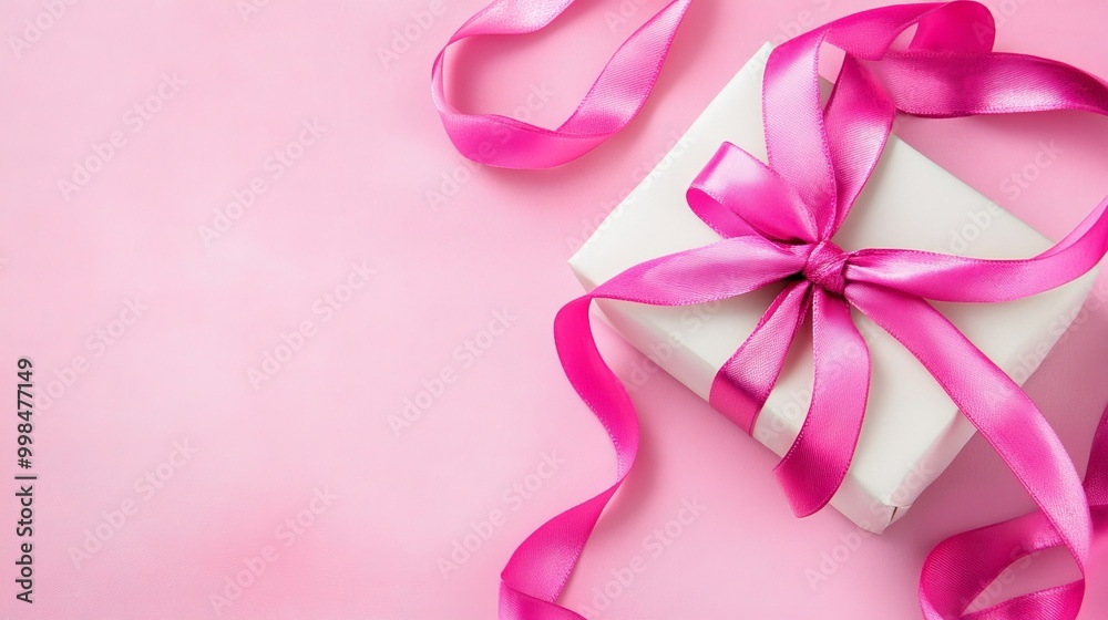 In front of a soft pastel pink background, the golden ratio point is beautifully wrapped with a satin ribbon In front of a soft pastel pink background, the golden ratio point is beautifully wrapped with a satin ribbon