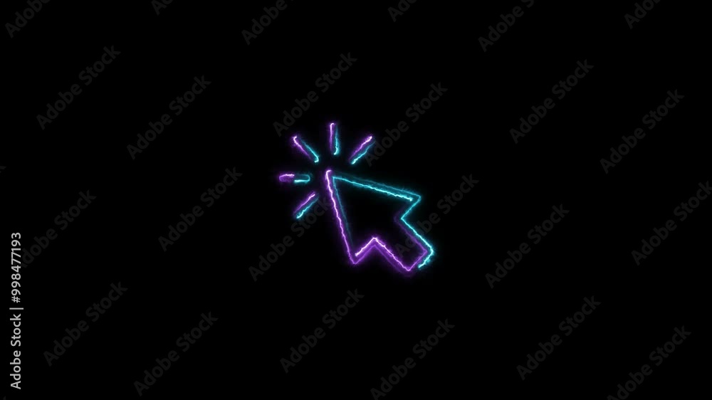 Neon cursor click icon. computer click concept Neon cursor click icon. computer click concept