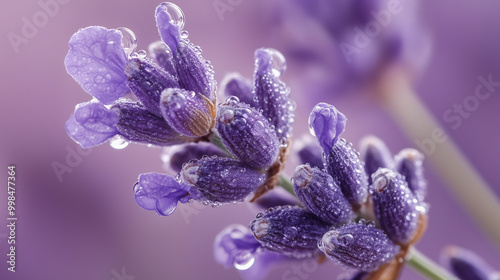 Soft Lavender Petals with Morning Dew Drops