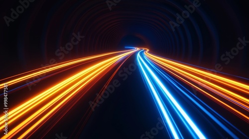 Wallpaper Mural A high-tech abstract background enhanced with bright light trails and digital enhancements, suggesting rapid movement and innovation. Torontodigital.ca