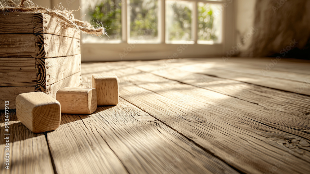 Rustic Wooden Floor with Natural Warm Lighting Rustic Wooden Floor with Natural Warm Lighting