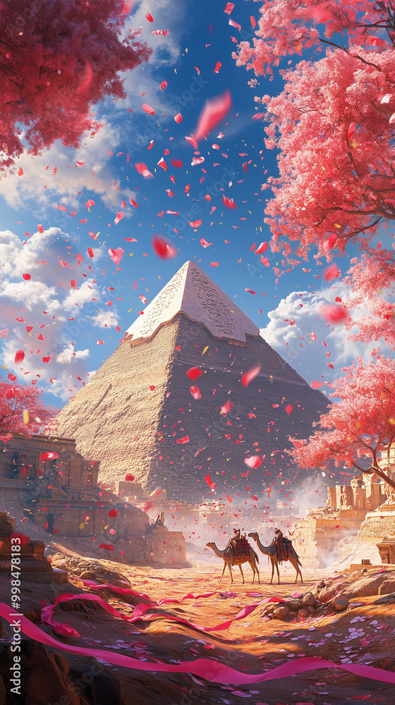 Obraz premium trendy colorful pyramids of giza