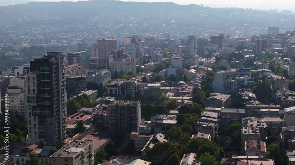 Aerial View of Skyscrapers in Tbilisi, Georgia on Typical Summer Day Aerial View of Skyscrapers in Tbilisi, Georgia on Typical Summer Day