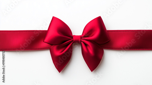 Red satin ribbon isolated on white background.