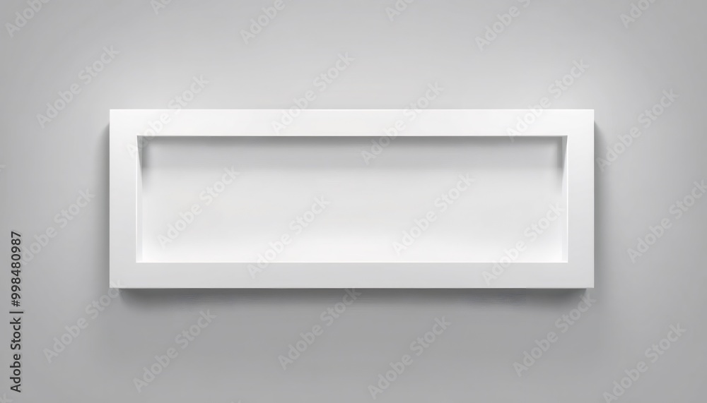 A simple white frame on a white wall. A simple white frame on a white wall.
