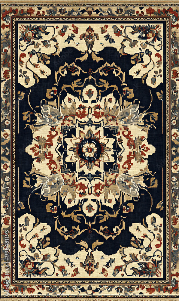 Naklejka premium carpet or tile pattern 2D illustrator doodle wallpaper