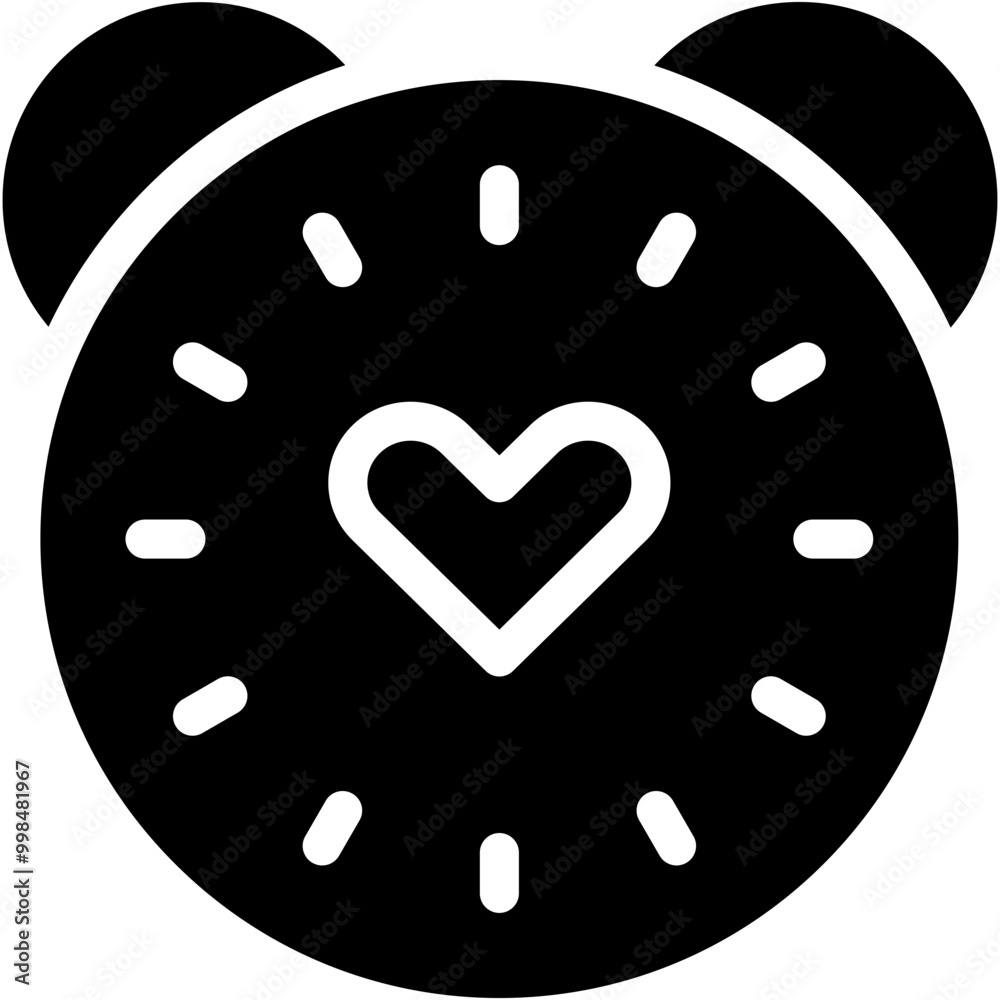 Obraz premium Vector Icon Clock, Time And Dating, Love, Heart, Alarm