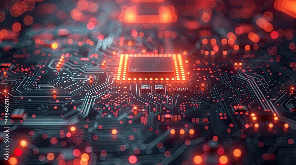 Obraz premium Abstract futuristic electronic circuit technology background