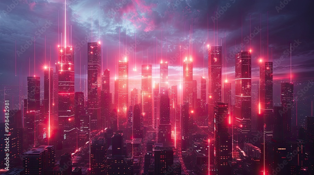 Cyber city, digital technology and Information Security. Big data concept in 3D illustration Cyber city, digital technology and Information Security. Big data concept in 3D illustration