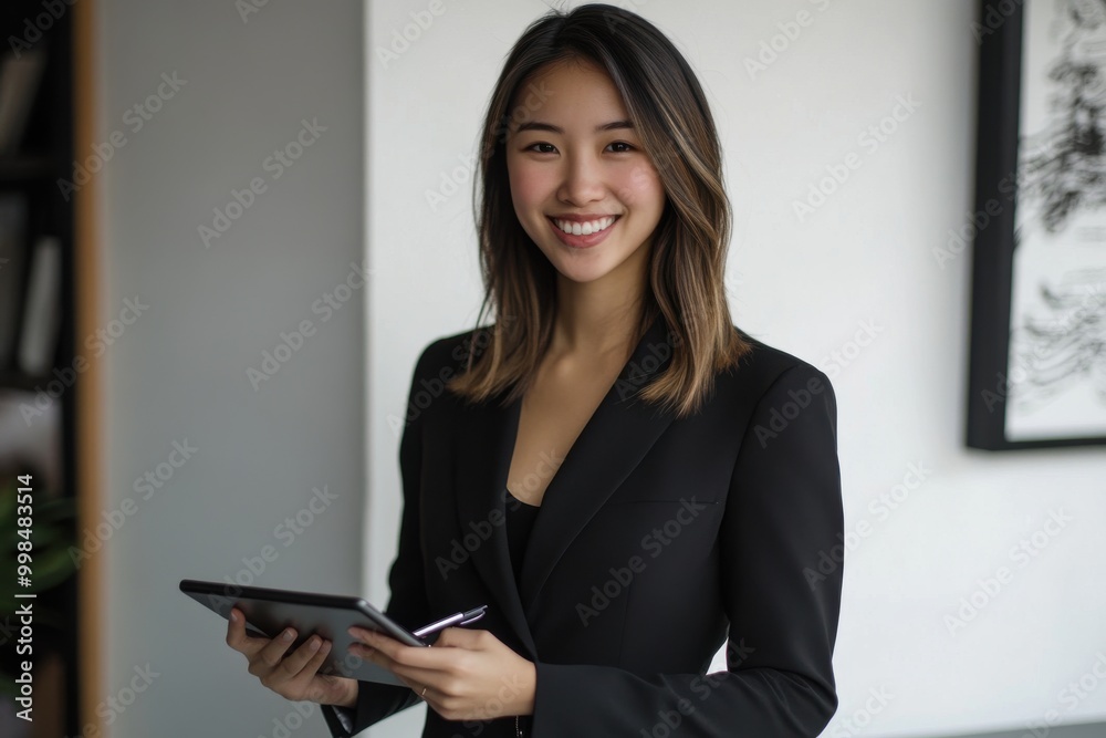 businesswoman using digital tablet in office businesswoman using digital tablet in office