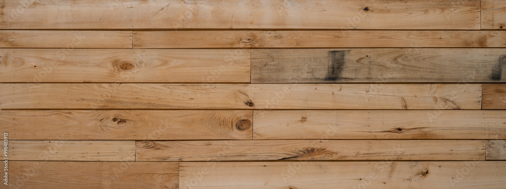 old brown rustic light bright wooden boards wall texture - wood background panorama banner long