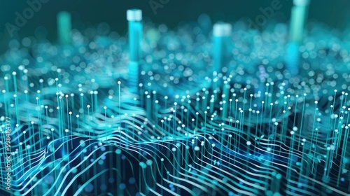 Smart city and abstract dot point connect with gradient line