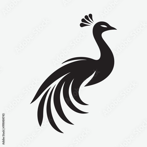 Peacock icon silhouette vector art illustration 