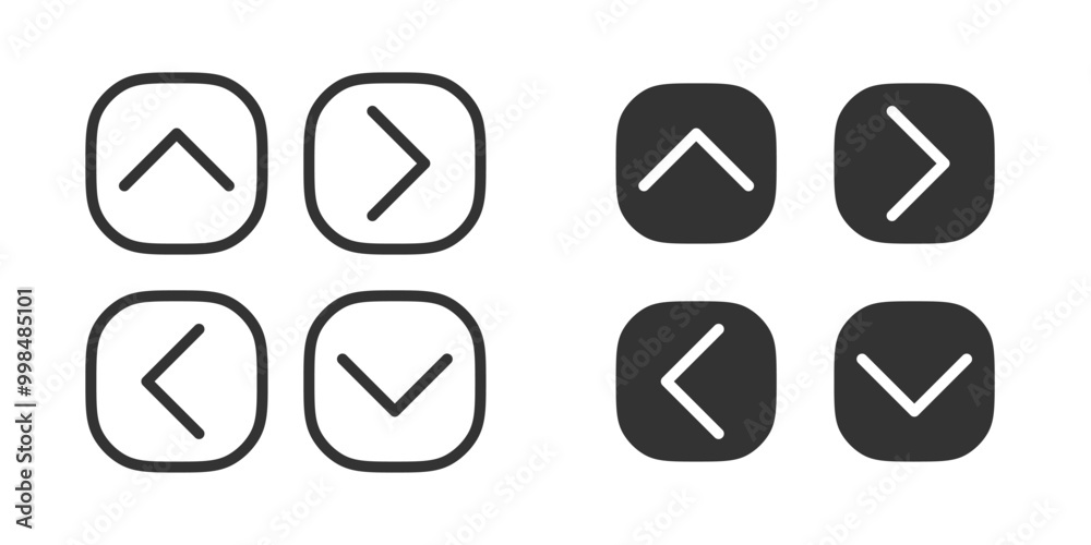 Arrows user interface cyberspace navigation filled and outlined buttons. Vector icons in flat style. Arrows user interface cyberspace navigation filled and outlined buttons. Vector icons in flat style.