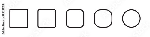 Round, square and circle outlined black blank abstract shapes isolated signs. Vector icons in flat style