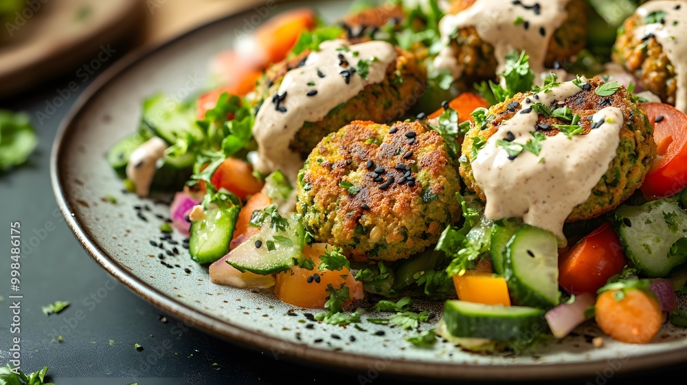 Falafel Salad with Tahini Dressing Falafel Salad with Tahini Dressing