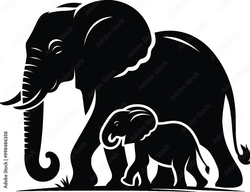 Fototapeta premium elephant silhouette vector