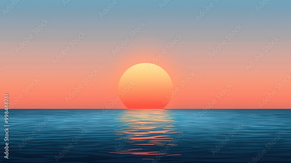 Stunning Sunset Over Calm Ocean Waters Capturing Serene Weather Conditions and Climate Beauty Stunning Sunset Over Calm Ocean Waters Capturing Serene Weather Conditions and Climate Beauty