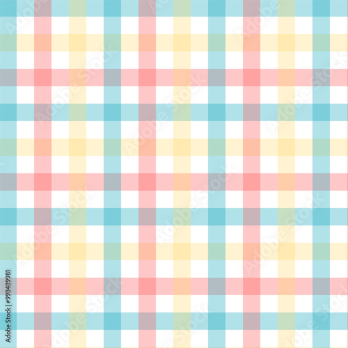 Colorful gingham seamless pattern.Checkered tartan plaid repeat pattern in green red yellow.Geometric vector illustration background wallpaper